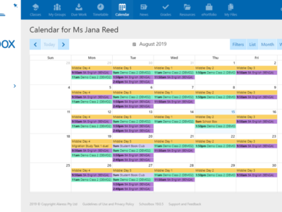 Screenshot of Schoolbox