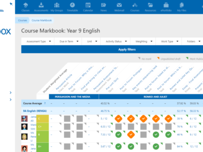 Screenshot of Schoolbox
