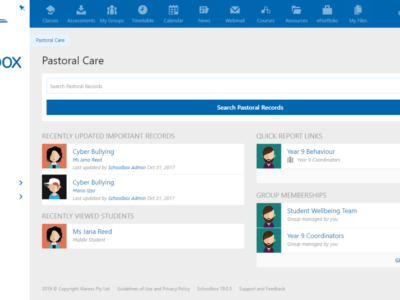 Screenshot of Schoolbox