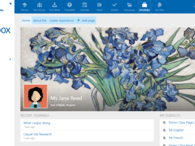 Screenshot of Schoolbox