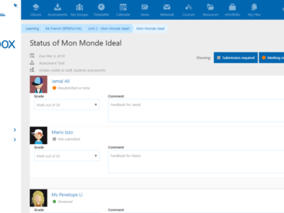 Screenshot of Schoolbox