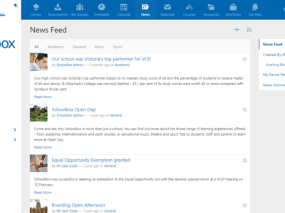 Screenshot of Schoolbox