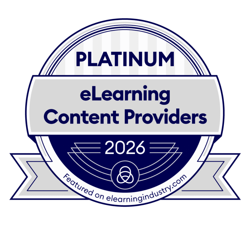 Platinum Winner Top eLearning Content Development Companies For 2026 - Did you win? Feel free to add this badge to your website!