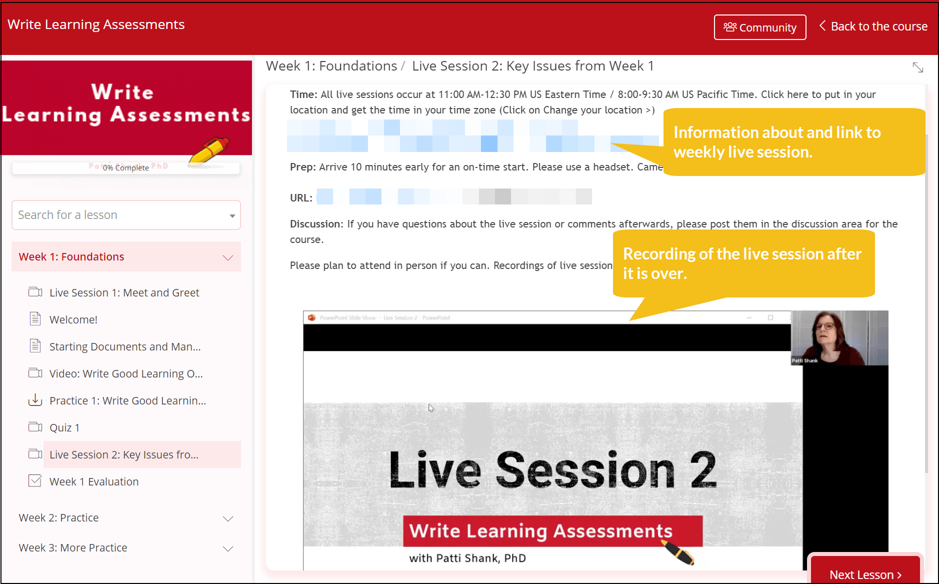 live session page