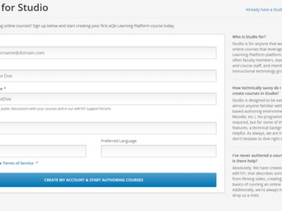 Screenshot of aQb LMS
