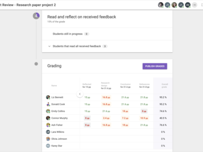 Screenshot of Assignment Review by FeedbackFruits