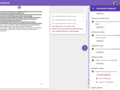 Screenshot of Automated Feedback by FeedbackFruits