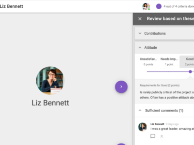 Screenshot of Group Member Evaluation by FeedbackFruits
