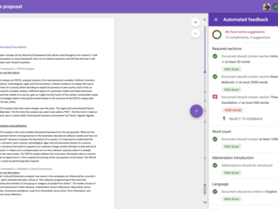 Screenshot of Automated Feedback by FeedbackFruits