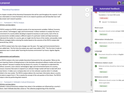 Screenshot of Automated Feedback by FeedbackFruits