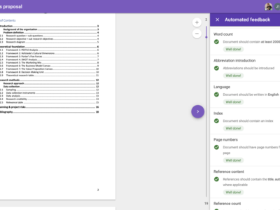 Screenshot of Automated Feedback by FeedbackFruits