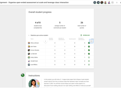 Screenshot of Discussion Assignment by FeedbackFruits