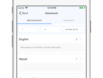 Screenshot of Veda School Management System