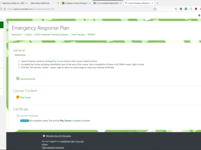 Screenshot of Open Source Safety Training HSE