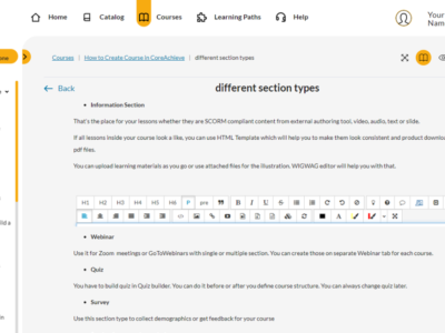 Screenshot of CoreAchieve