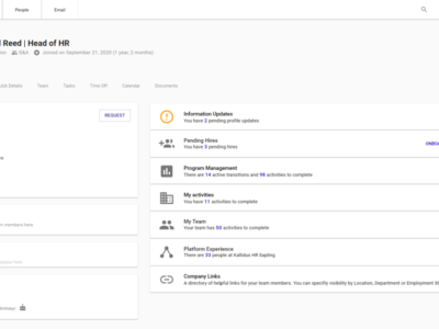 Screenshot of Kallidus Sapling HRIS