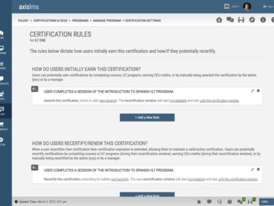 Screenshot of Axis LMS