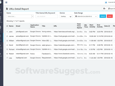 Screenshot of DeskTrack