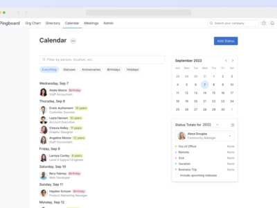 Screenshot of Pingboard