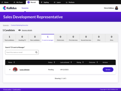 Screenshot of Kallidus Recruit