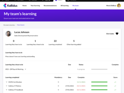 Screenshot of Kallidus Learn