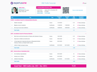 Screenshot of ExpertusONE: LMS