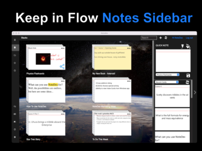 Screenshot of NoteDex