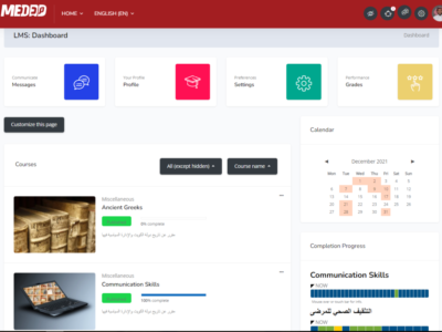 Screenshot of MEDAD Learning Management Platform