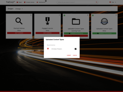 Screenshot of TraCorp LMS