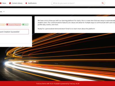 Screenshot of TraCorp LMS