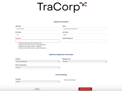 Screenshot of TraCorp LMS
