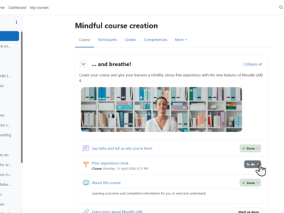 Screenshot of Moodle