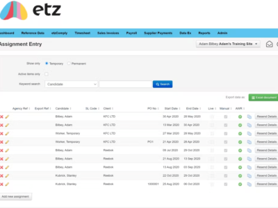 Screenshot of ETZ Payments