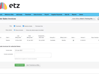 Screenshot of ETZ Payments