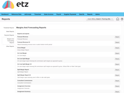 Screenshot of ETZ Payments