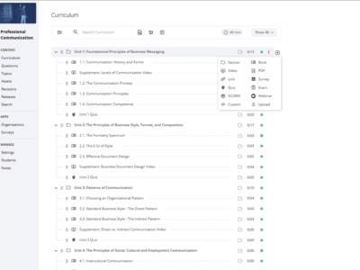 Screenshot of Acadio LMS