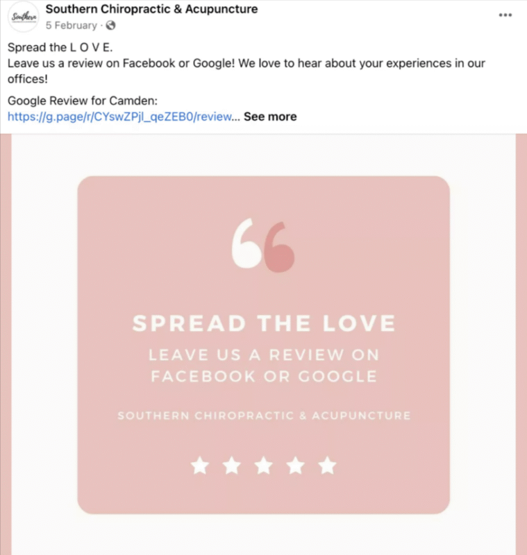Social media customer review request