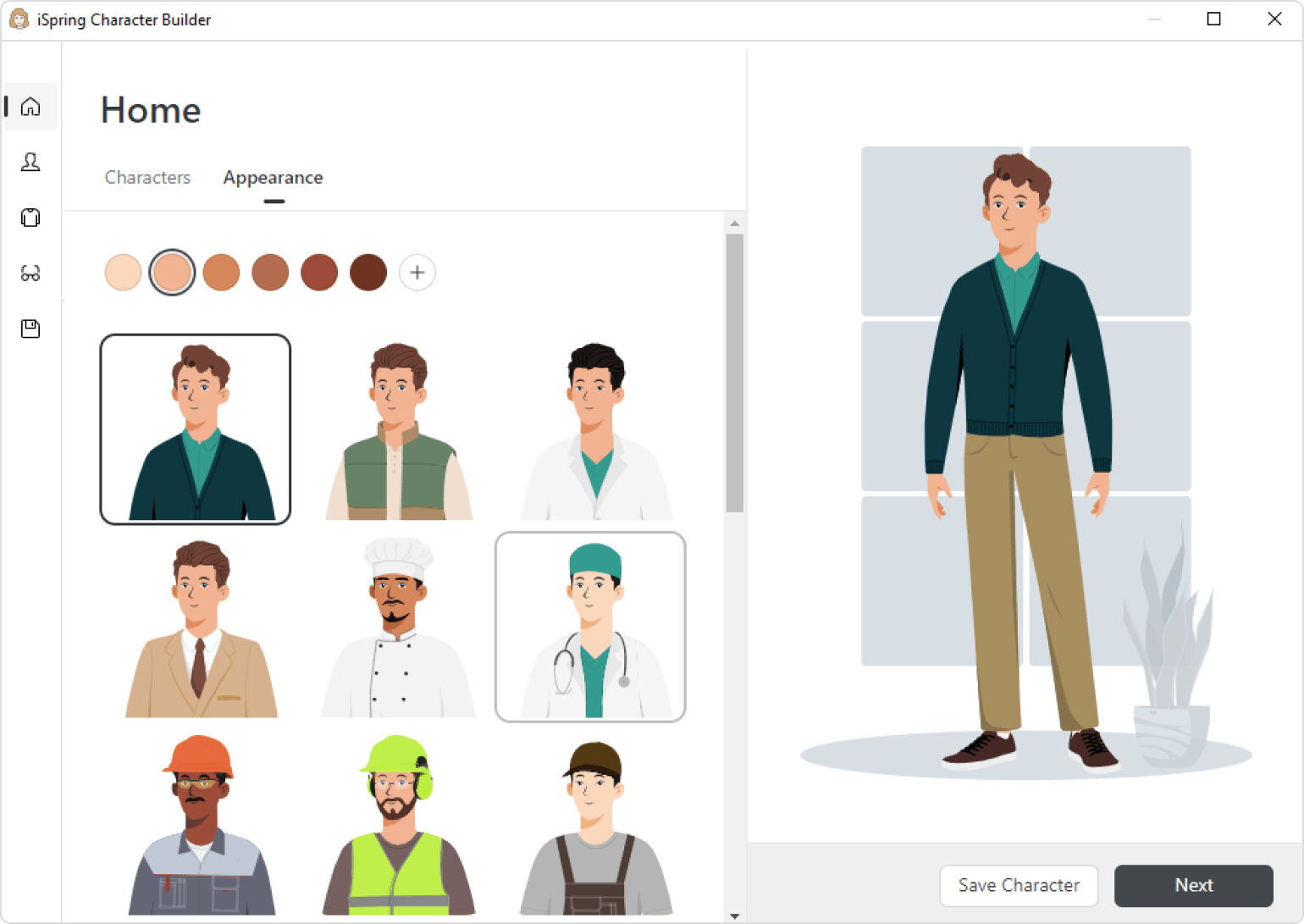 Construtor de personagens de Ispring