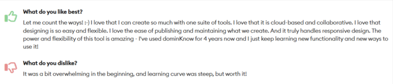 eLearning tool satisfied customer review example