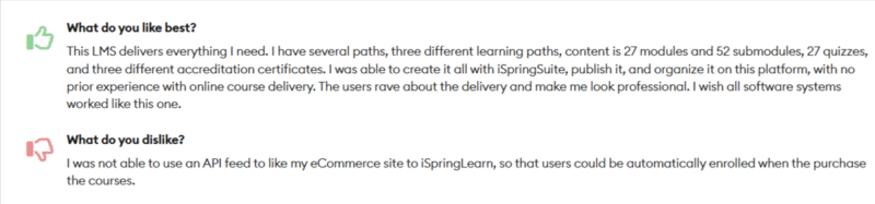 Satisfied customer review example being specific about numbers and capabilities