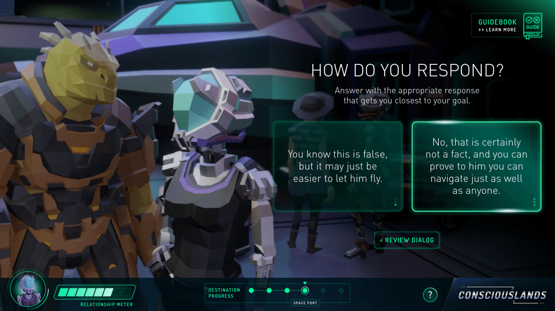 Players are prompted to consult the Guidebook to learn unfamiliar terms, concepts, and strategies.