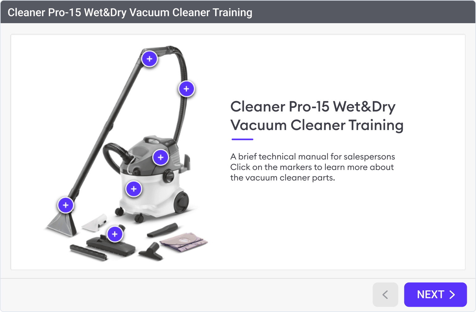 Product training course example