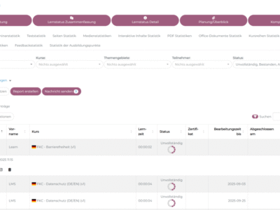 Screenshot of nectarLMS