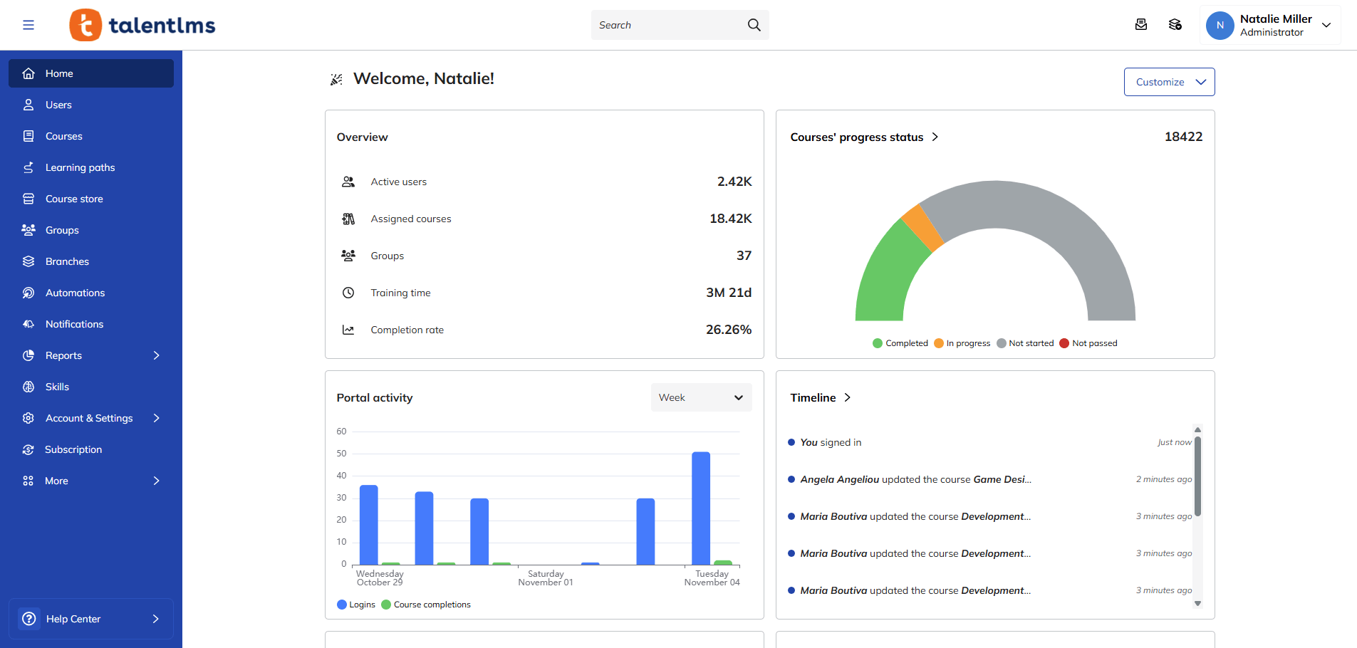 To start building a compliance course on your learning management system, simply click on Courses from the menu.