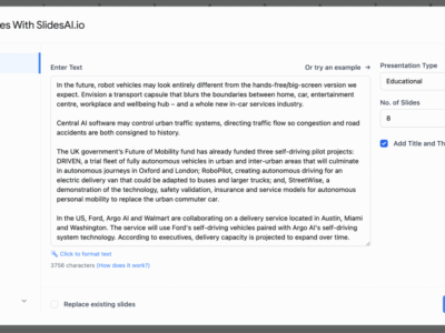Screenshot of SlidesAI