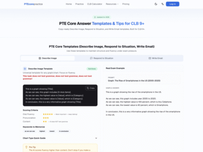 Screenshot of PTEcorepractice