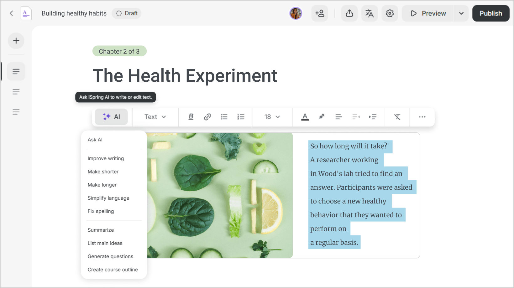 Built-in course creator in iSpring LMS.