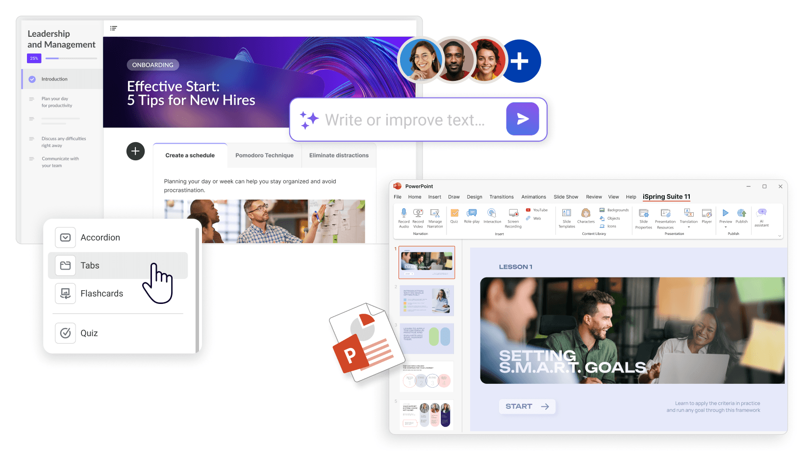 Intuitive authoring tool that works directly in PowerPoint