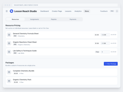 Screenshot of Lesson Reach