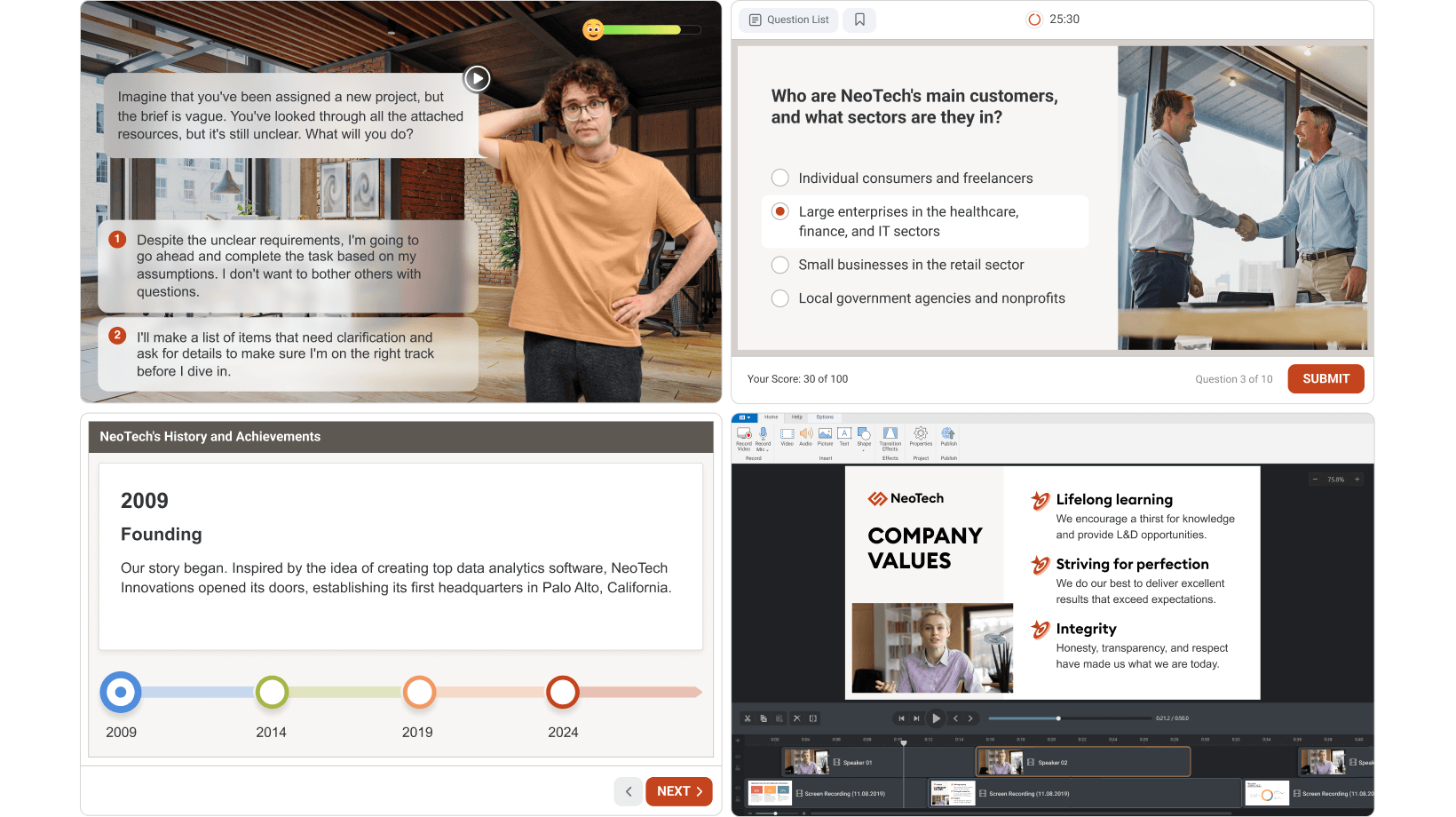 iSpring Suite AI covers these scenarios in a single tool, so you don't have to rebuild your workflow every time the training goal changes.
